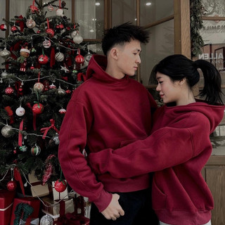 Áo Hoodie Drill Boxy Gucoon (Boxy/Crop) Red, Áo Hoodie nỉ Unisex nam nữ Đứng form màu Đỏ