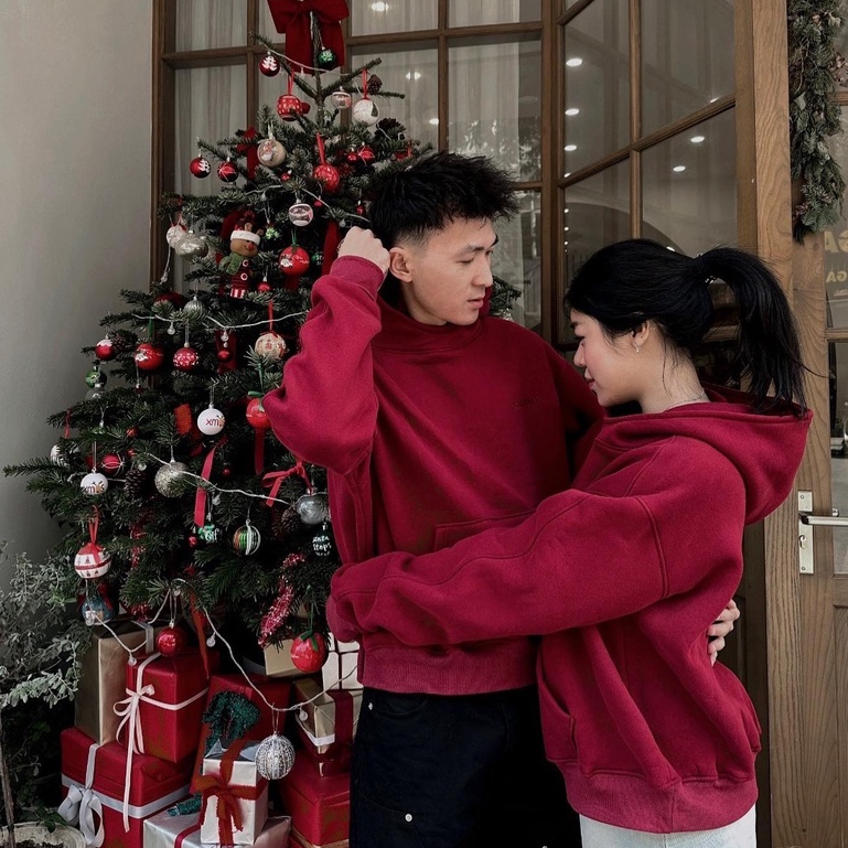 Áo Hoodie Drill Boxy Gucoon  Red, Áo Hoodie nỉ Unisex nam nữ dày dặn đứng form màu Đỏ