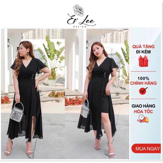 Đầm nữ bigsize che bụng từ 45kg - 110kg. Đầm dự tiệc bigsize. Chất liệu vải thun phối chân voan cao cấp.