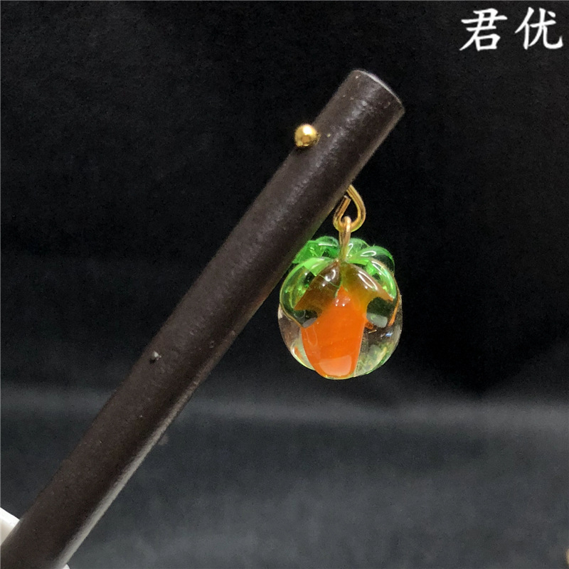 (1 cái)Quả hồng thủy tinh 12mm, Nguyên liệu làm trang sức cổ trang, Nguyên liệu diy