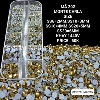 Đá lẻ size ss4 - ss6 - ss10 -ss16 - ss20 - 202 monte carla - nails - ủi nhiệt -trang trí