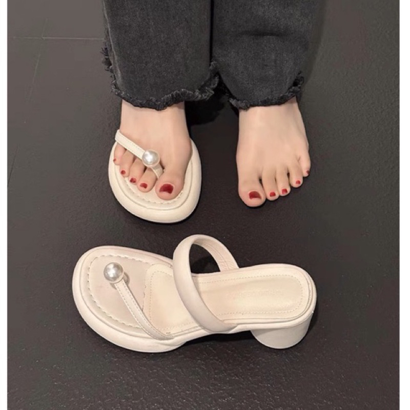 Dép nữ đế cao 5p đính viên ngọc hàng QC cao cấp