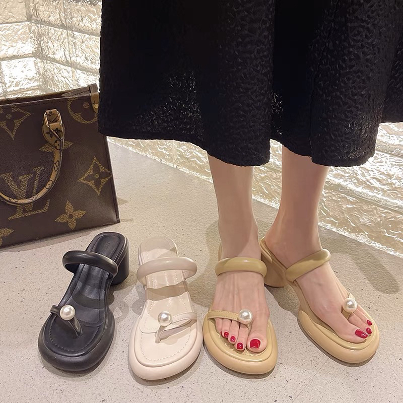 Dép nữ đế cao 5p đính viên ngọc hàng QC cao cấp