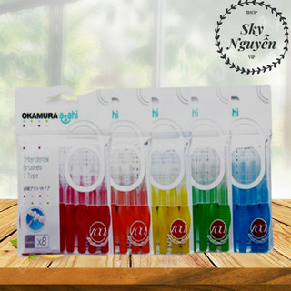 Bàn Chải Kẽ Răng Okamura Asahi Dạng chữ I (Bịch 8 cái)