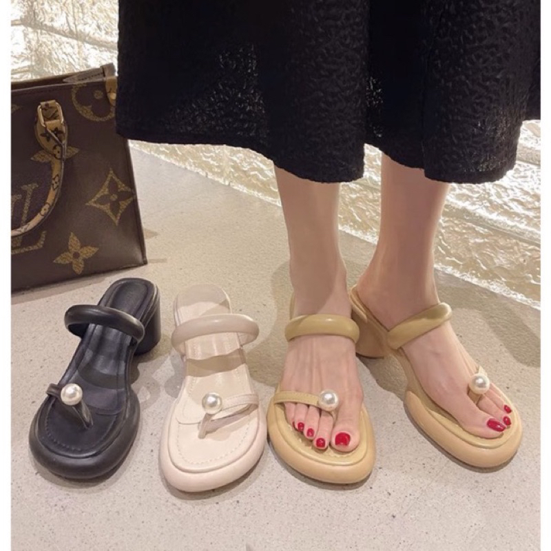 Dép nữ đế cao 5p đính viên ngọc hàng QC cao cấp