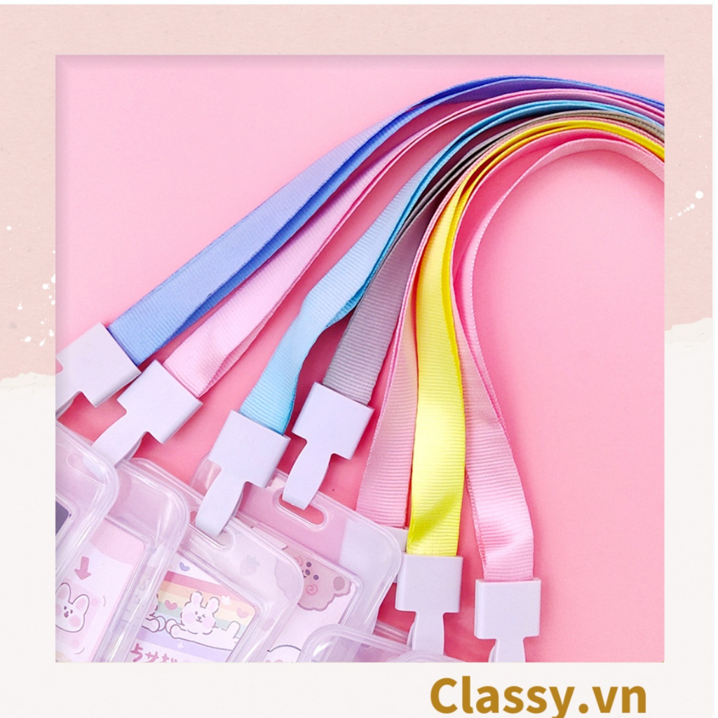 Thẻ đeo Classy bảng tên dọc, nhựa trong suốt cao cấp PK1403 họa tiết hoạt hình ngẫu nhiên