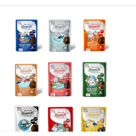 (Hoả tốc) Thùng 48 gói Pate meowcat mix đủ 9 vị cho mèo gói 70gr (Date lun mới) inbox lua vi