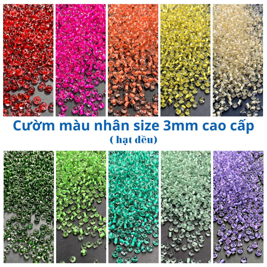 10g Hạt cườm 3mm màu nhân  dùng làm trang sức thủ công DIY