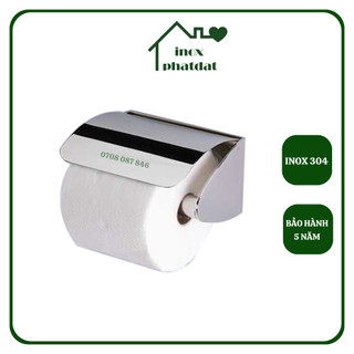Hộp đựng giấy vệ sinh Inox 304 PHÁT ĐẠT không rỉ sét, hộp giấy vệ sinh gắn tường cuộn có lỏi (SP086)