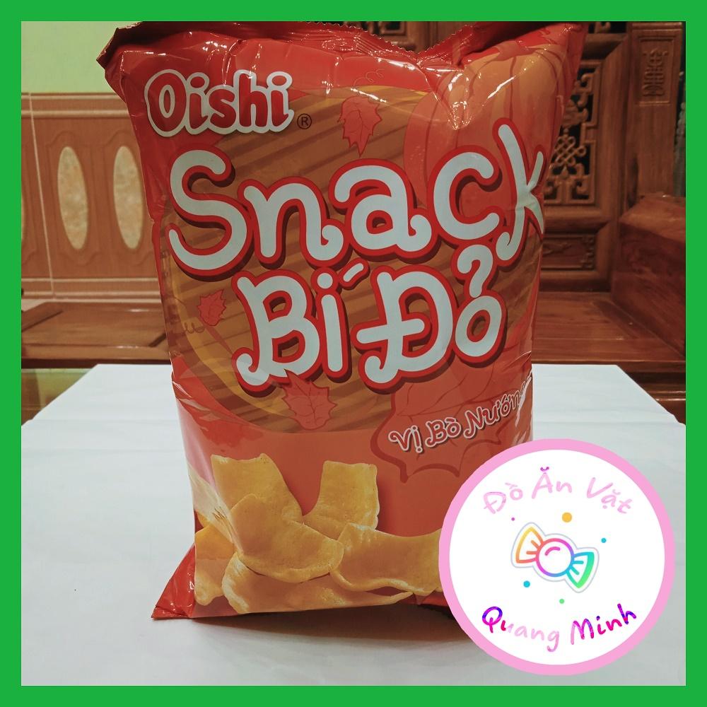 Bim bim Oishi Snack bí đỏ vị bò nướng gói siêu to khổng lồ 68 g giòn cay thơm ngon,đồ ăn vặt cổng trường hot nhất