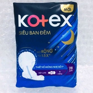 Băng vệ sinh Kotex siêu ban đêm 28cm x 4 miếng