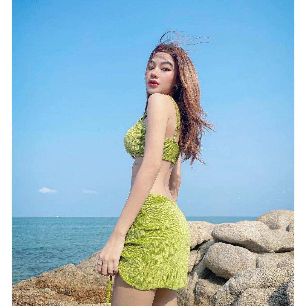 Bikini Sexy Velvet Vải co giãn 3 món