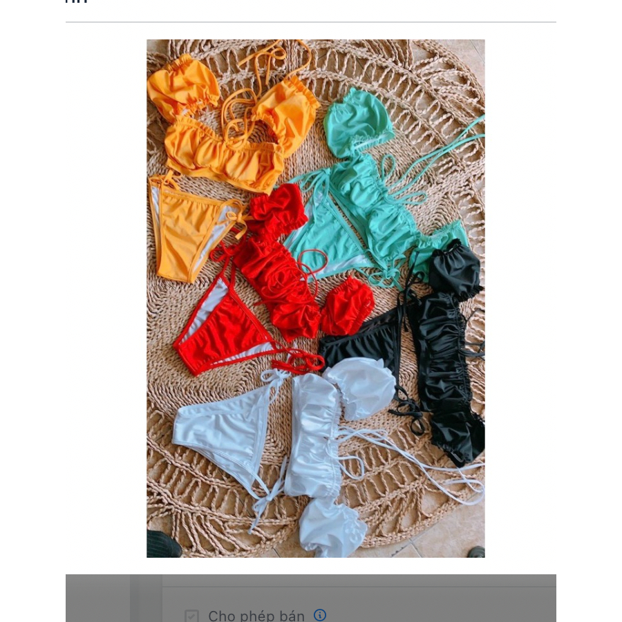 Bikini 2 mảnh trắng/ đen tay bèo kèm ảnh thật