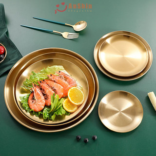 Đĩa inox tròn Hàn Quốc, khay inox đựng thức ăn (nhiều kích thước)