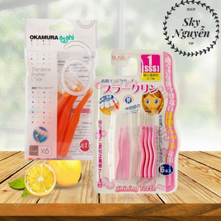 Combo Gói Bàn Chải Kẽ Răng Cao Cấp Nhật Bản Okamura Asahi dạng L ( Đỏ)* Dr. Polir Dạng I.