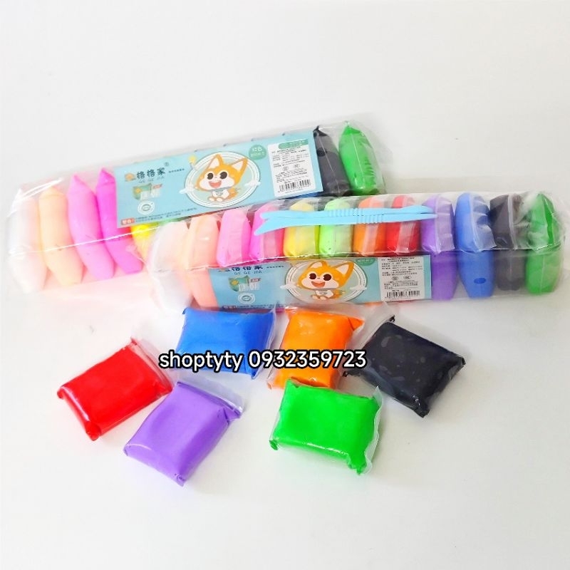 Bịch 12 Màu Đất Sét Nhật Tự Khô Dùng Để Nặn Hình Dành Cho Các Bé