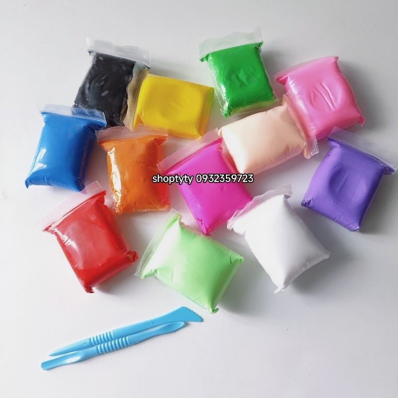 Bịch 12 Màu Đất Sét Nhật Tự Khô Dùng Để Nặn Hình Dành Cho Các Bé