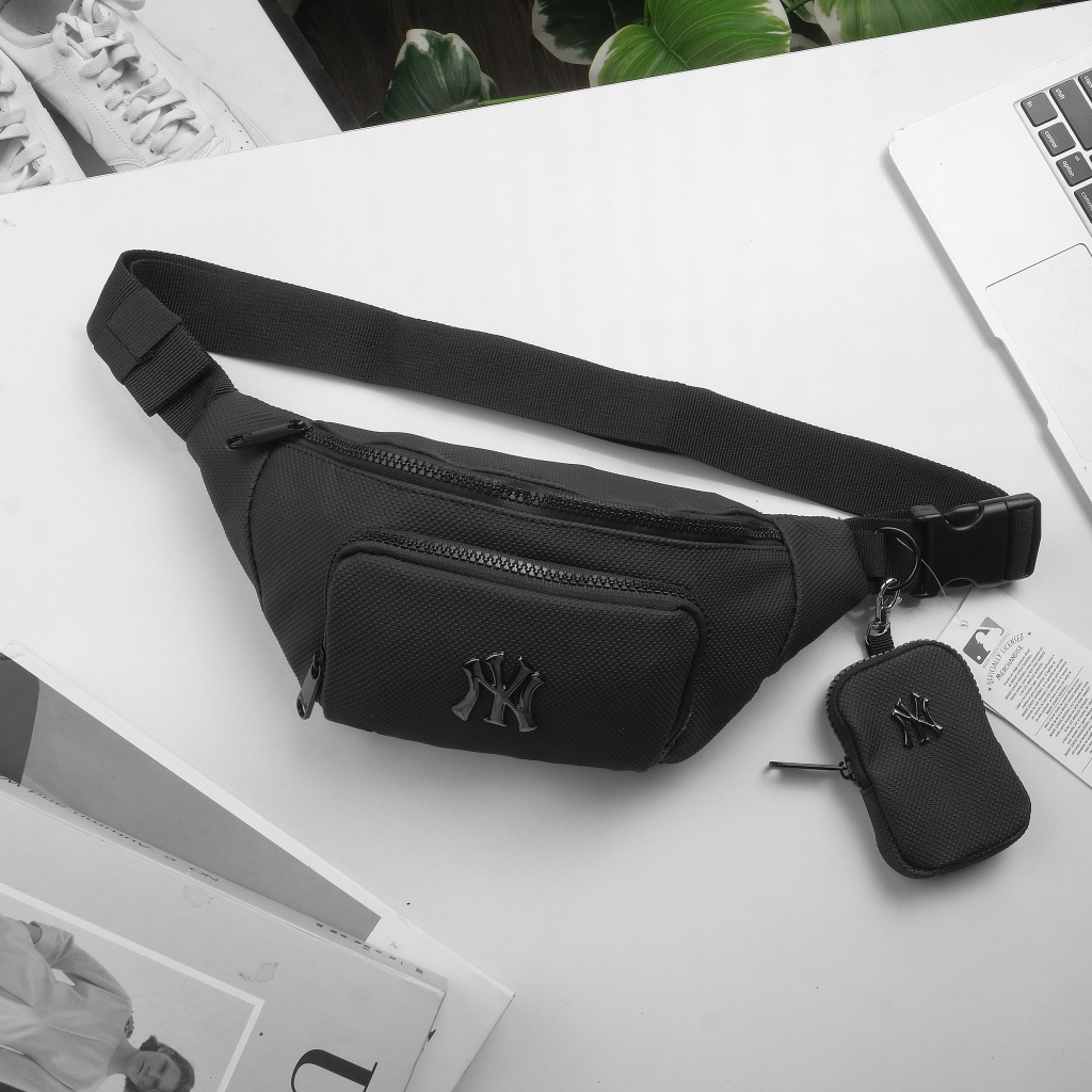 Túi Đeo Chéo, túi bao tử chữ NY màu kem vàng, MLB Monogram Color, hàng cao cấp