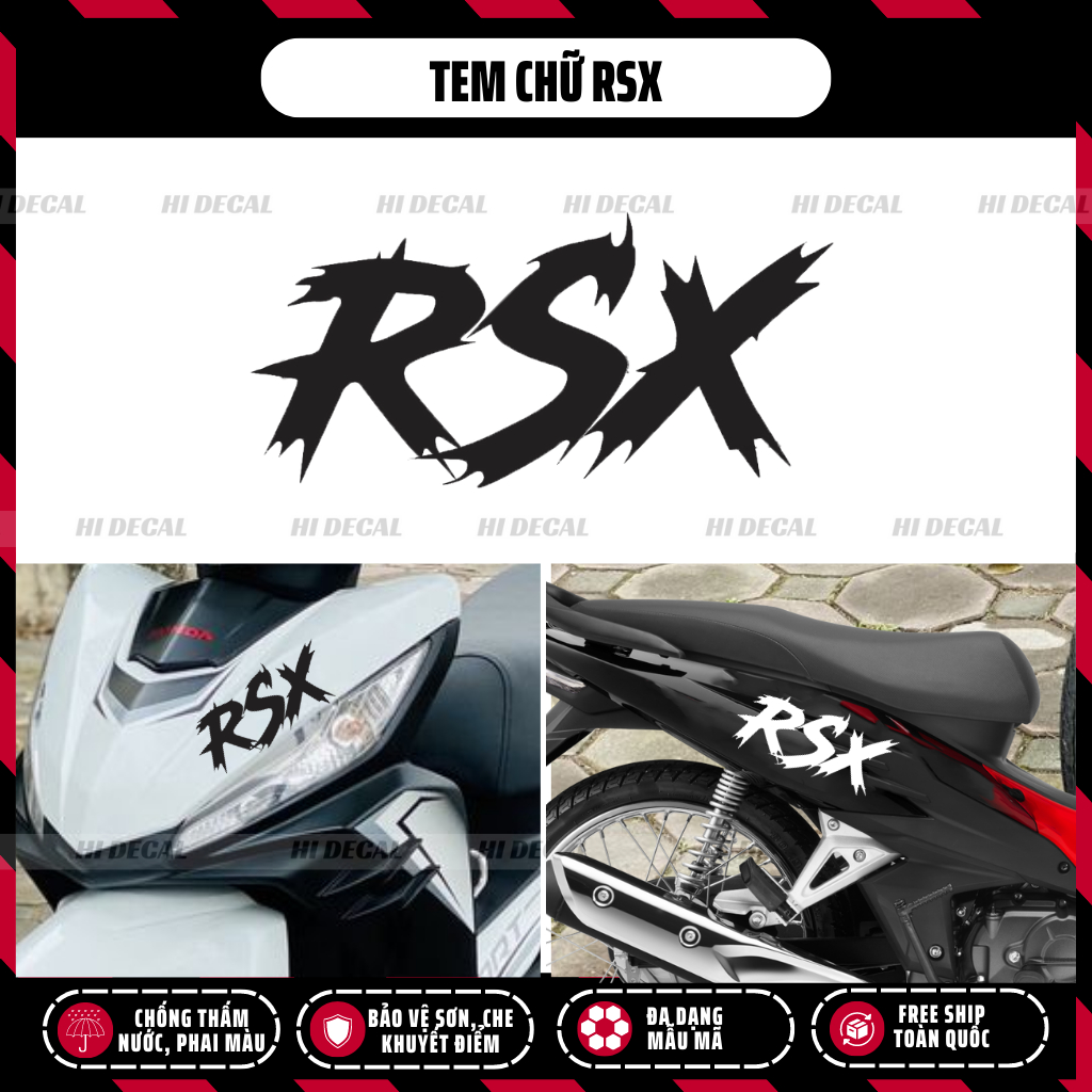 Tem chữ RSX dán xe, tem rời dán xe |TMN-026| Decal cao cấp chống nước, bền màu
