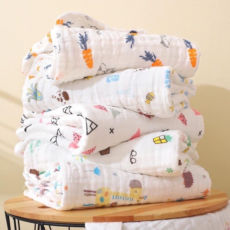Khăn tắm xô 6 lớp nhăn KT 105x105cm siêu mềm, siêu thấm hút cho bé sơ sinh.