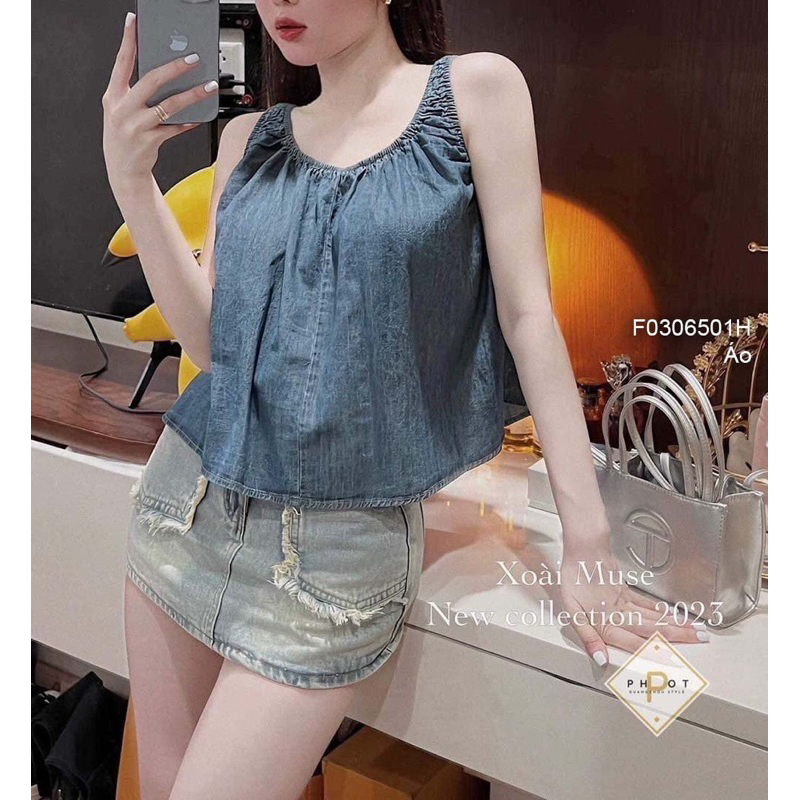 Áo jean sát nách viền chun sang trọng VIENS STORE