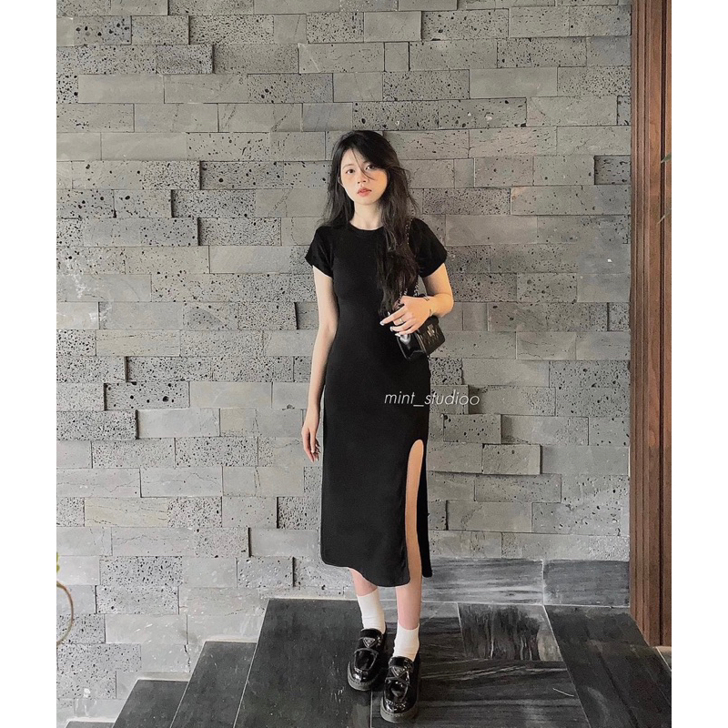 SP019703 ĐẦM BODY XẺ ĐÙI ĐEN