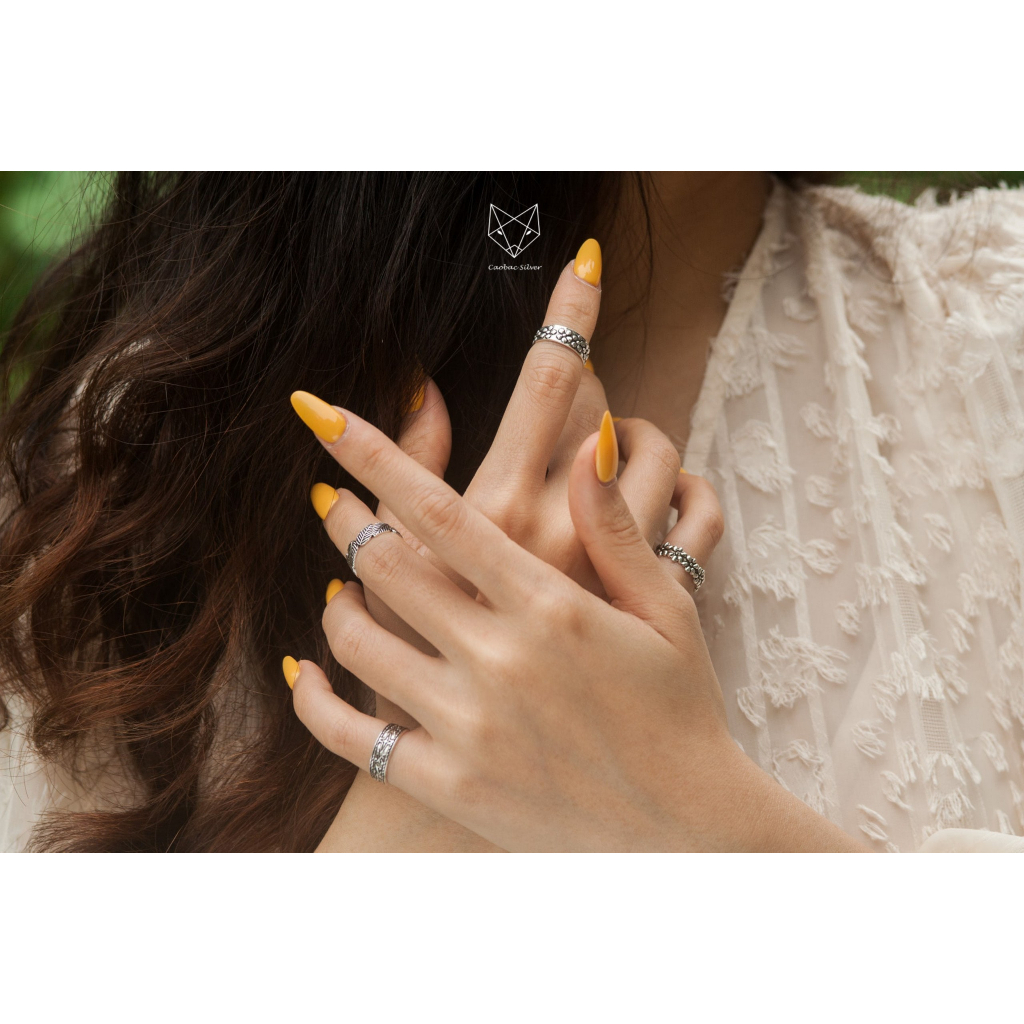 Nhẫn Chân Nữ Caobac Sliver Chất Liệu Bạc Thái Cao Cấp Hoạ Tiết Hình Hoa Té Món Quà Độc Lạ Dành Tặng Riêng Cho Bạn Nữ Cá