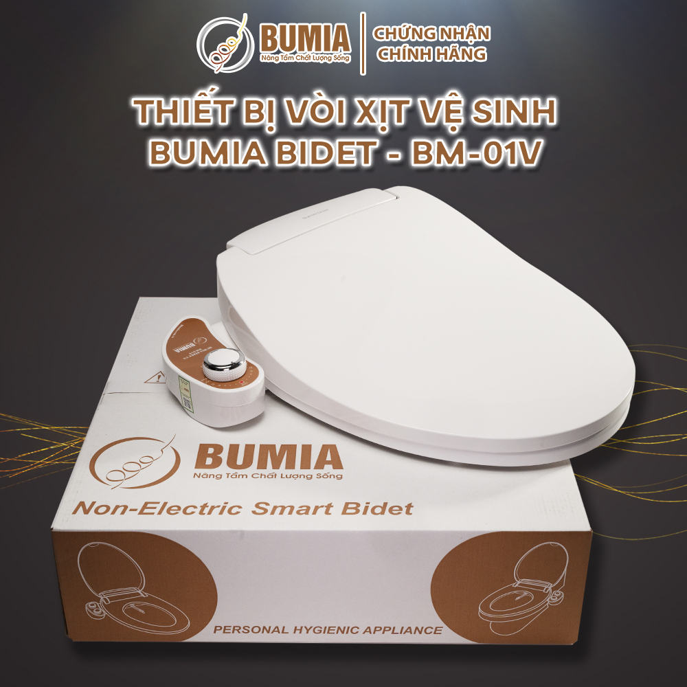 Combo 2 nắp bồn cầu tự rửa vệ sinh hậu môn và vệ sinh cho phụ nữ Bumia bidet, vòi xịt vệ sinh thông minh, mã BM-01V