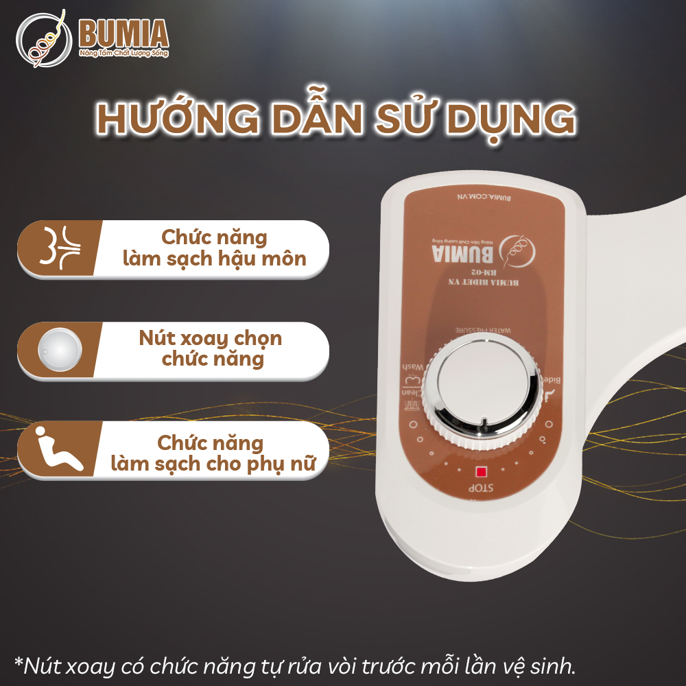 Vòi xịt vệ sinh thông minh gắn bồn cầu Bumia bidet bm02, bảo hành 36 tháng, xịt rửa hậu môn và vệ sinh cho phụ nữ