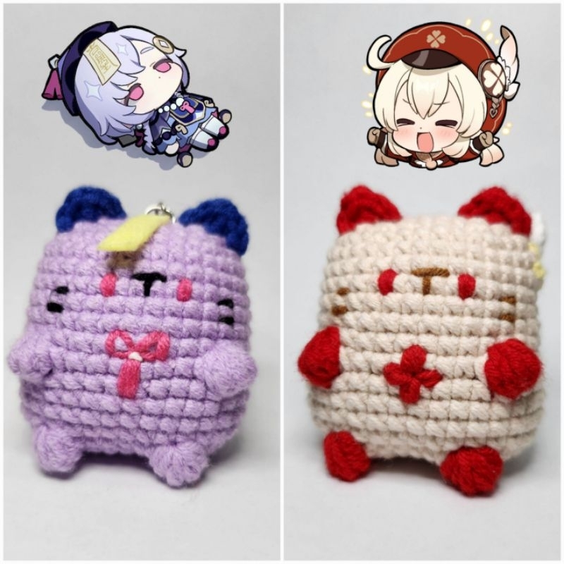 Móc khóa nhân vật nữ Genshin Impact dạng mèo - Genshin Impact female characters as amigurumi cats