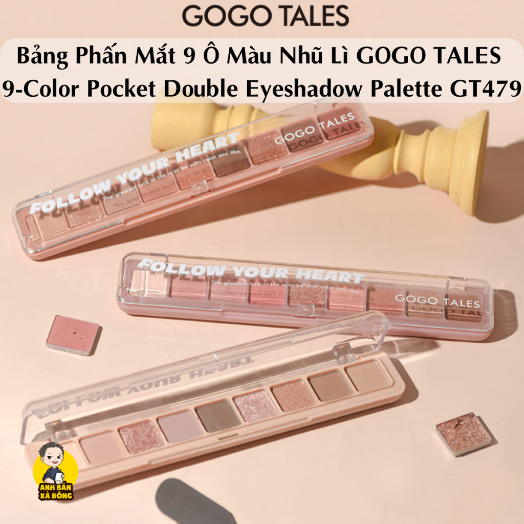 Bảng Phấn Mắt 9 Ô Màu Nhũ Lì GOGO TALES 9-Color Pocket Double Eyeshadow Palette GT479