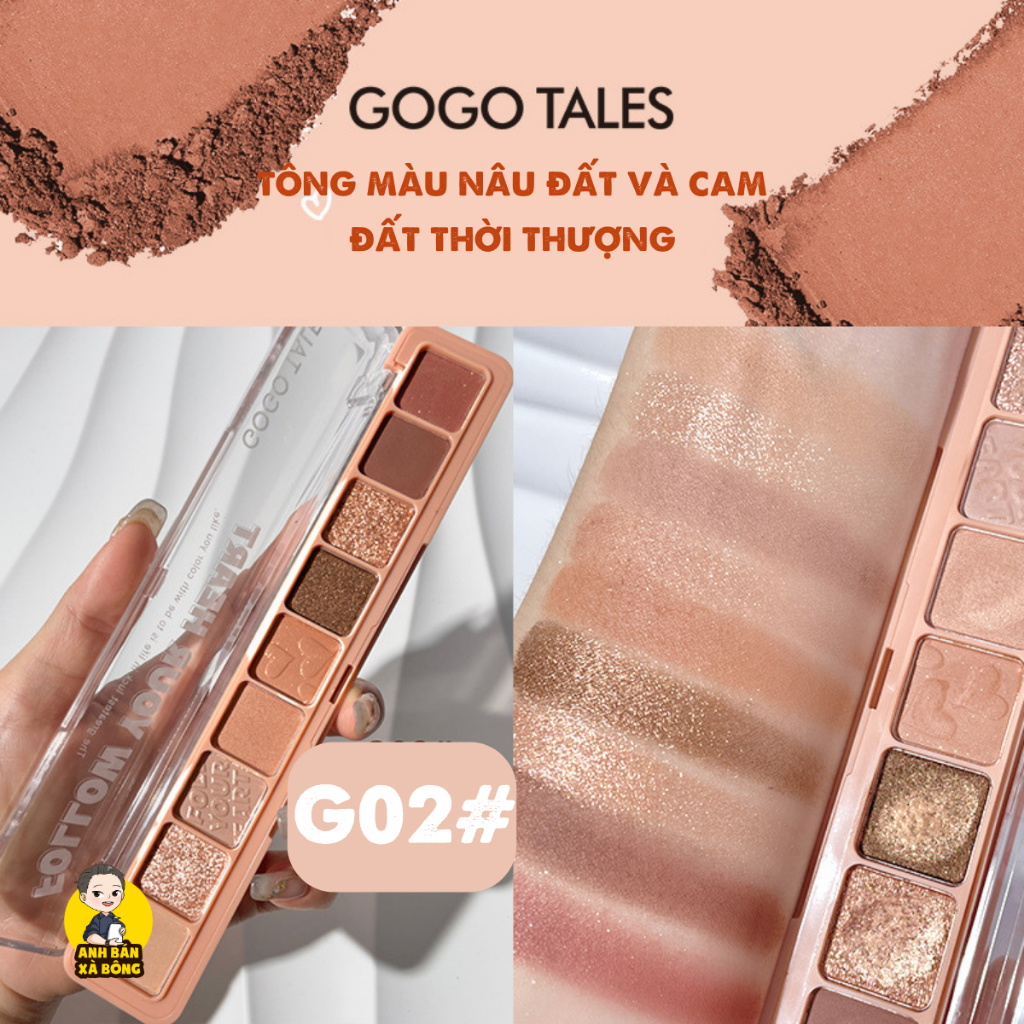 Bảng Phấn Mắt 9 Ô Màu Nhũ Lì GOGO TALES 9-Color Pocket Double Eyeshadow Palette GT479