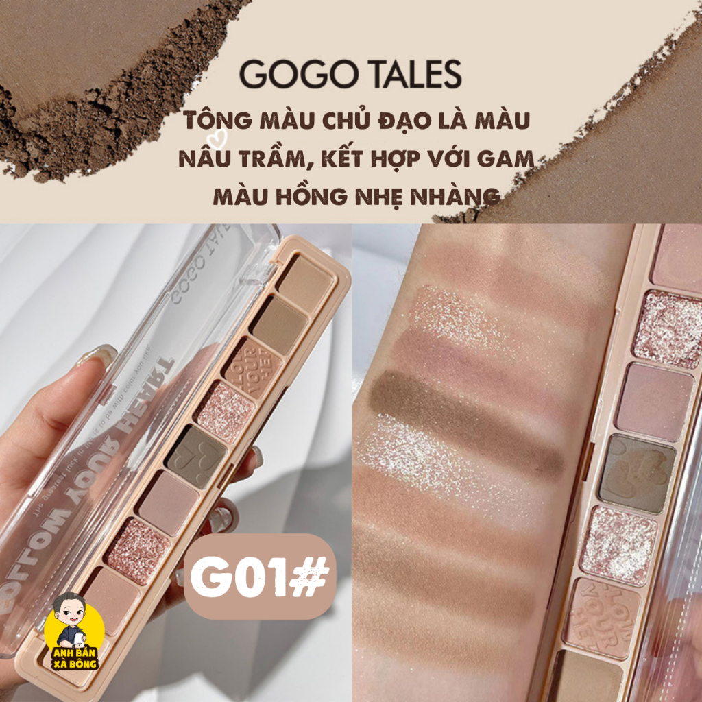 Bảng Phấn Mắt 9 Ô Màu Nhũ Lì GOGO TALES 9-Color Pocket Double Eyeshadow Palette GT479
