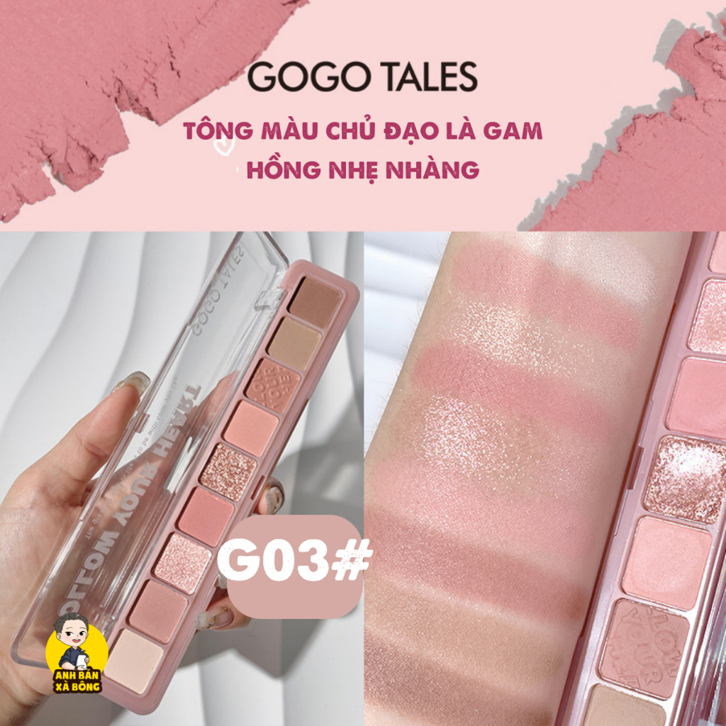 Bảng Phấn Mắt 9 Ô Màu Nhũ Lì GOGO TALES 9-Color Pocket Double Eyeshadow Palette GT479