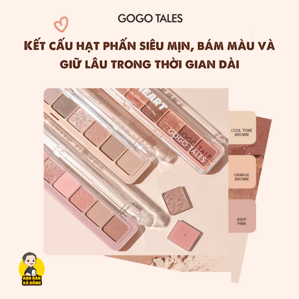 Bảng Phấn Mắt 9 Ô Màu Nhũ Lì GOGO TALES 9-Color Pocket Double Eyeshadow Palette GT479