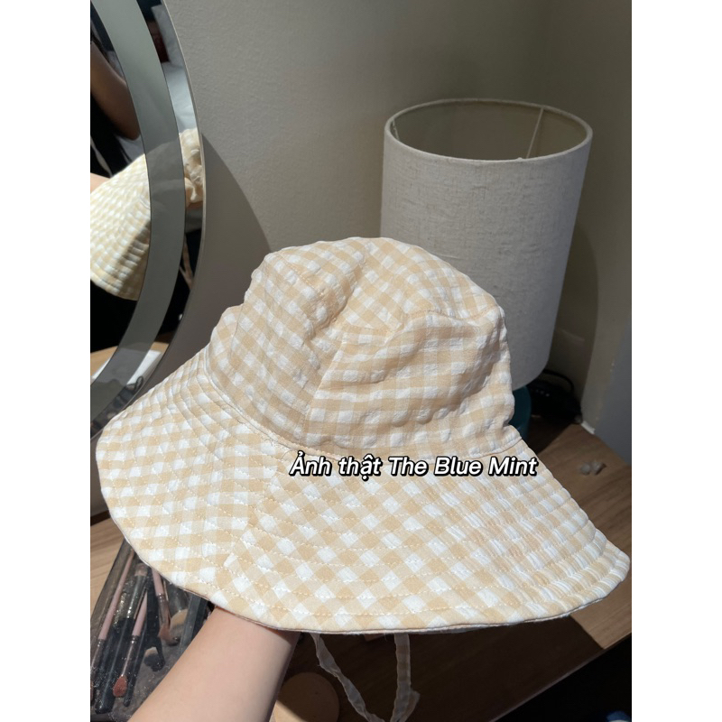 Mũ rộng vành kẻ caro thời trang nữ mũ Hà Thi