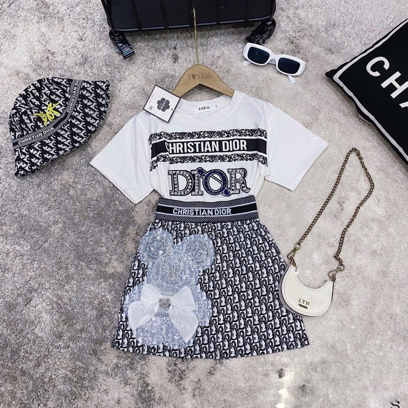 Sét Dio Gấu Nơ Cao Cấp Bé Gái 18-45kg