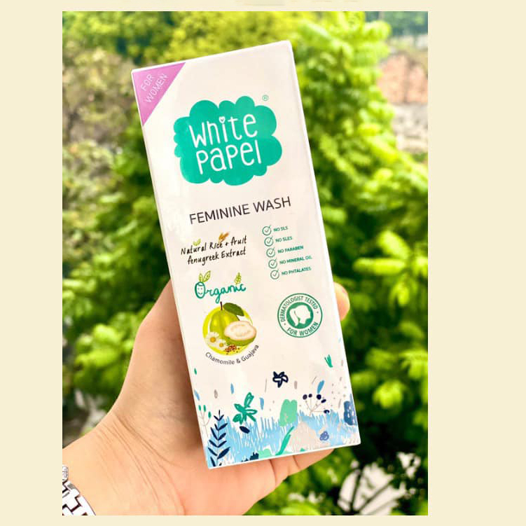 Dung dịch vệ sinh phụ nữ hữu cơ White Papel cho mẹ bầu, an toàn, lành tính cho da nhạy cảm 120ml