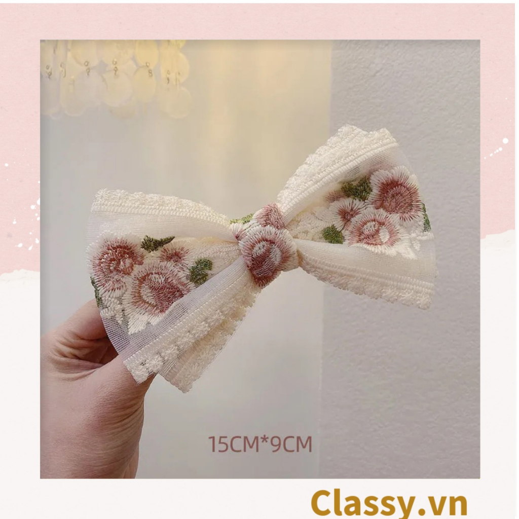 Kẹp tóc và scrunchies vải ren thêu hoa dịu dàng êm ả thân thương phong thái korea dành riêng cho nữ PK566