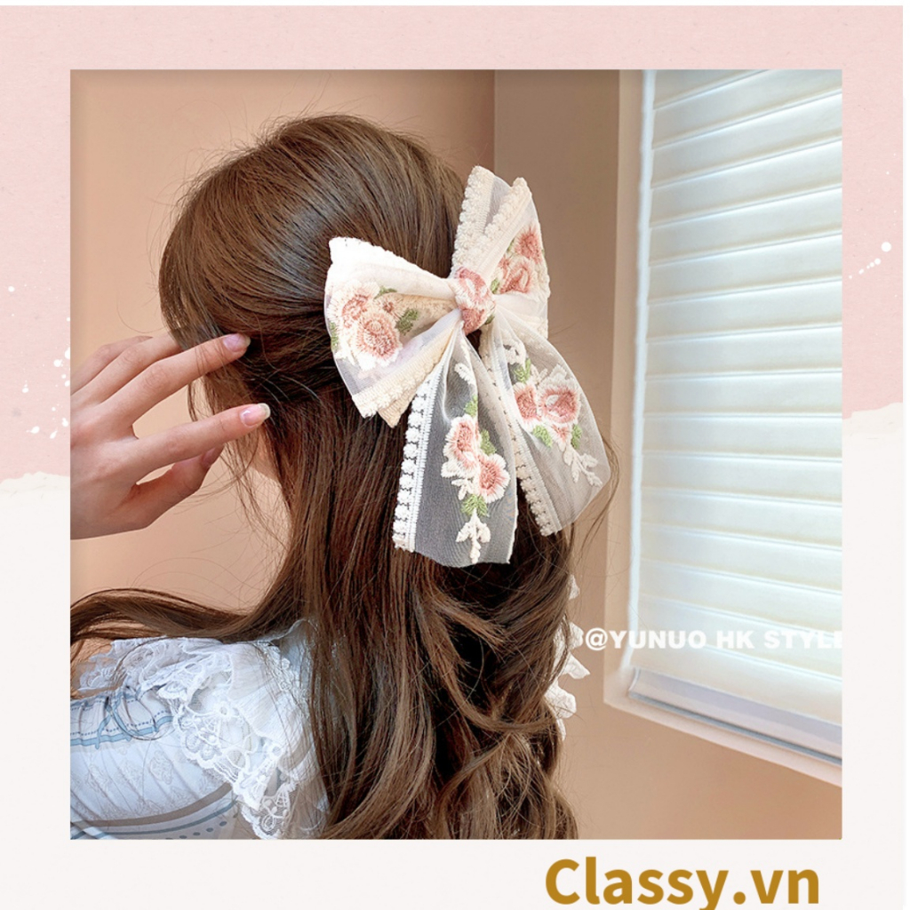 Kẹp tóc và scrunchies vải ren thêu hoa dịu dàng êm ả thân thương phong thái korea dành riêng cho nữ PK566