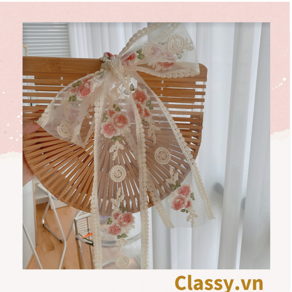 Kẹp tóc và scrunchies vải ren thêu hoa dịu dàng êm ả thân thương phong thái korea dành riêng cho nữ PK566