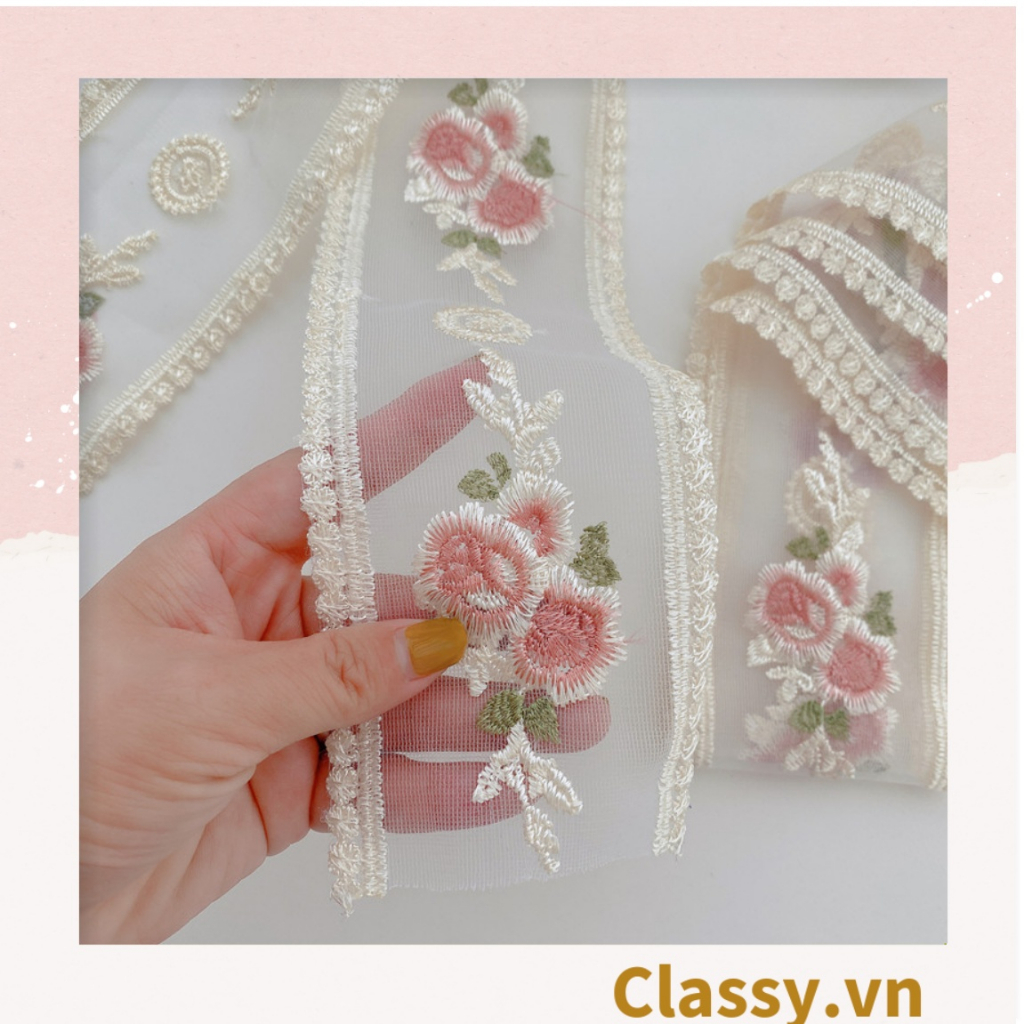 Kẹp tóc và scrunchies vải ren thêu hoa dịu dàng êm ả thân thương phong thái korea dành riêng cho nữ PK566