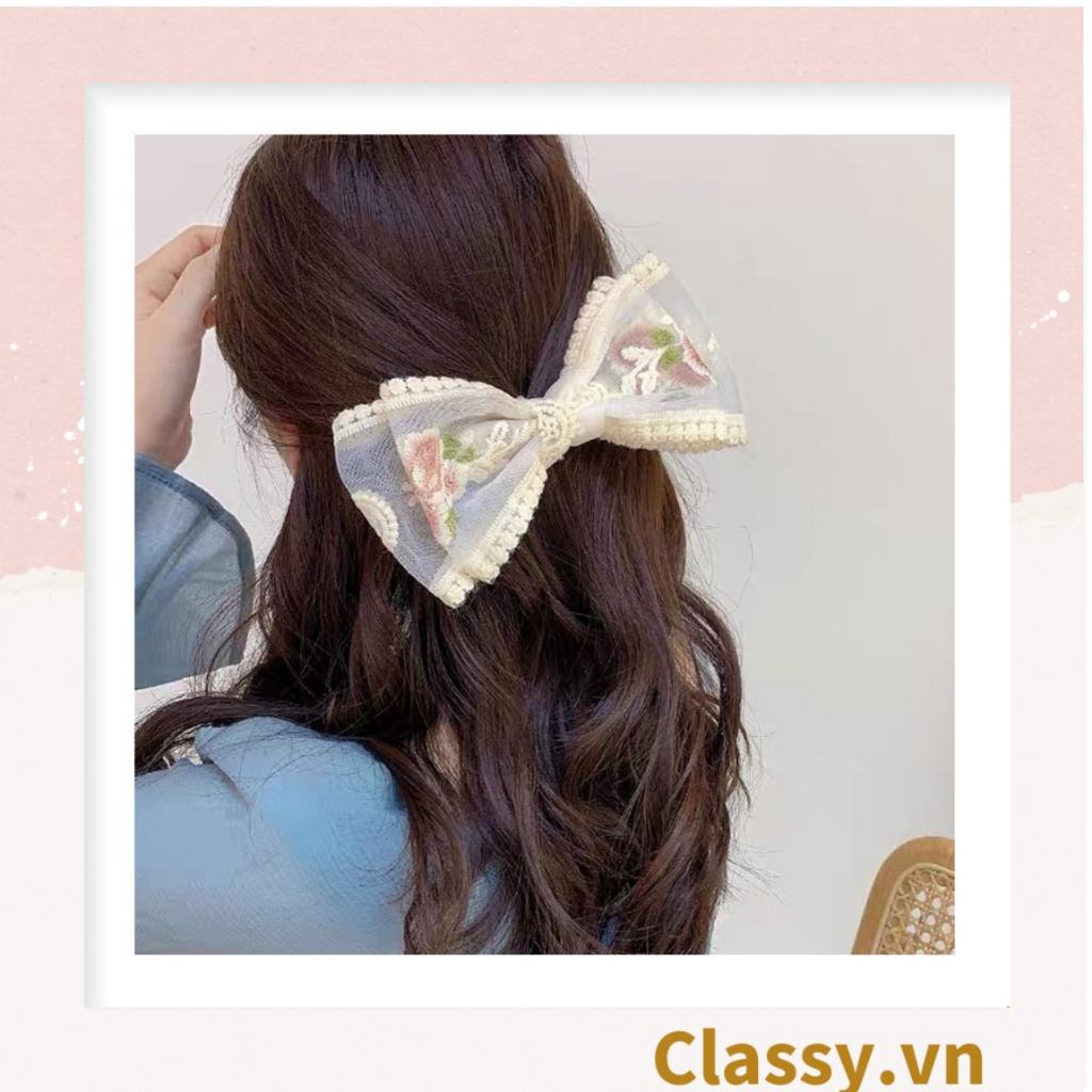 Kẹp tóc và scrunchies vải ren thêu hoa dịu dàng êm ả thân thương phong thái korea dành riêng cho nữ PK566