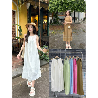 Đầm maxi 2 lớp dáng suông rộng xếp ly VAY6