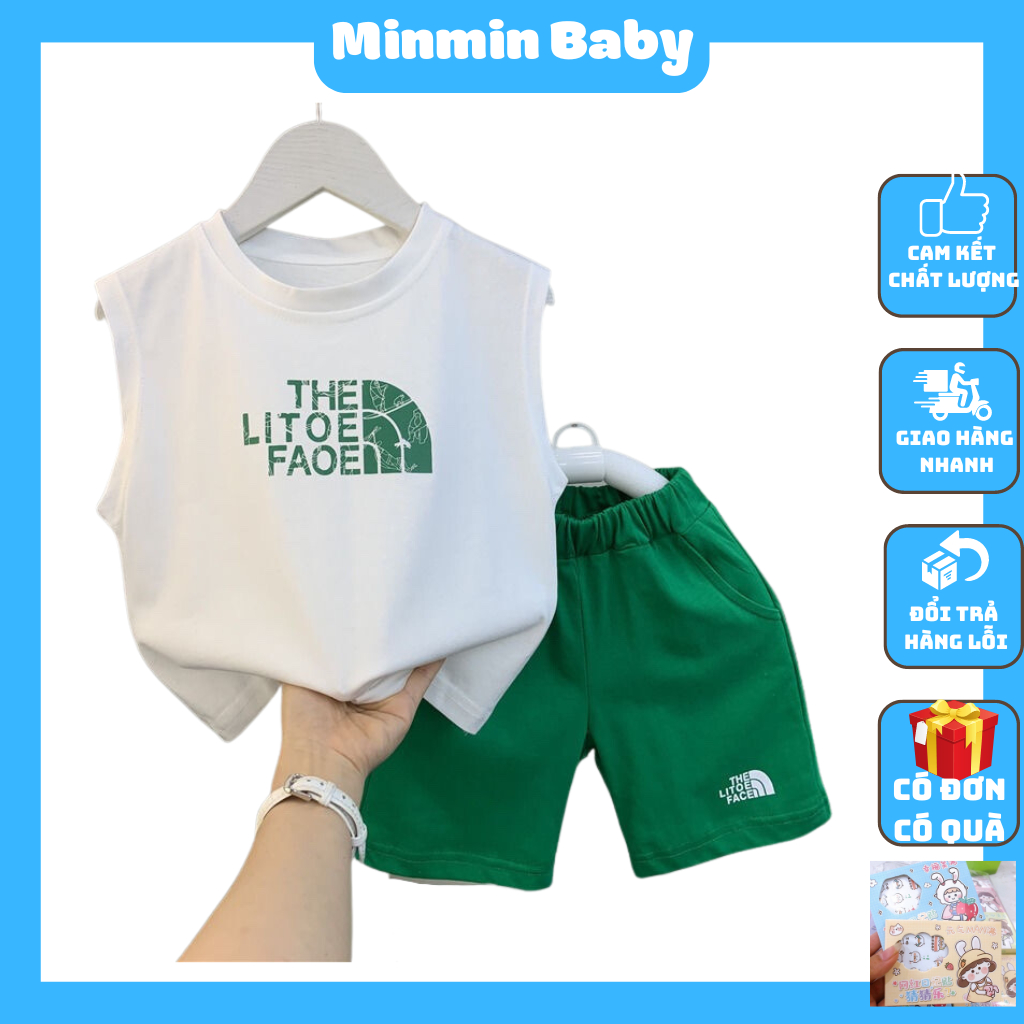 Đồ Bộ Bé Trai, Bộ Sát Nách Thêu Chữ North Face Chất Cotton Cao Cấp Loại A1 MINMIN BABY