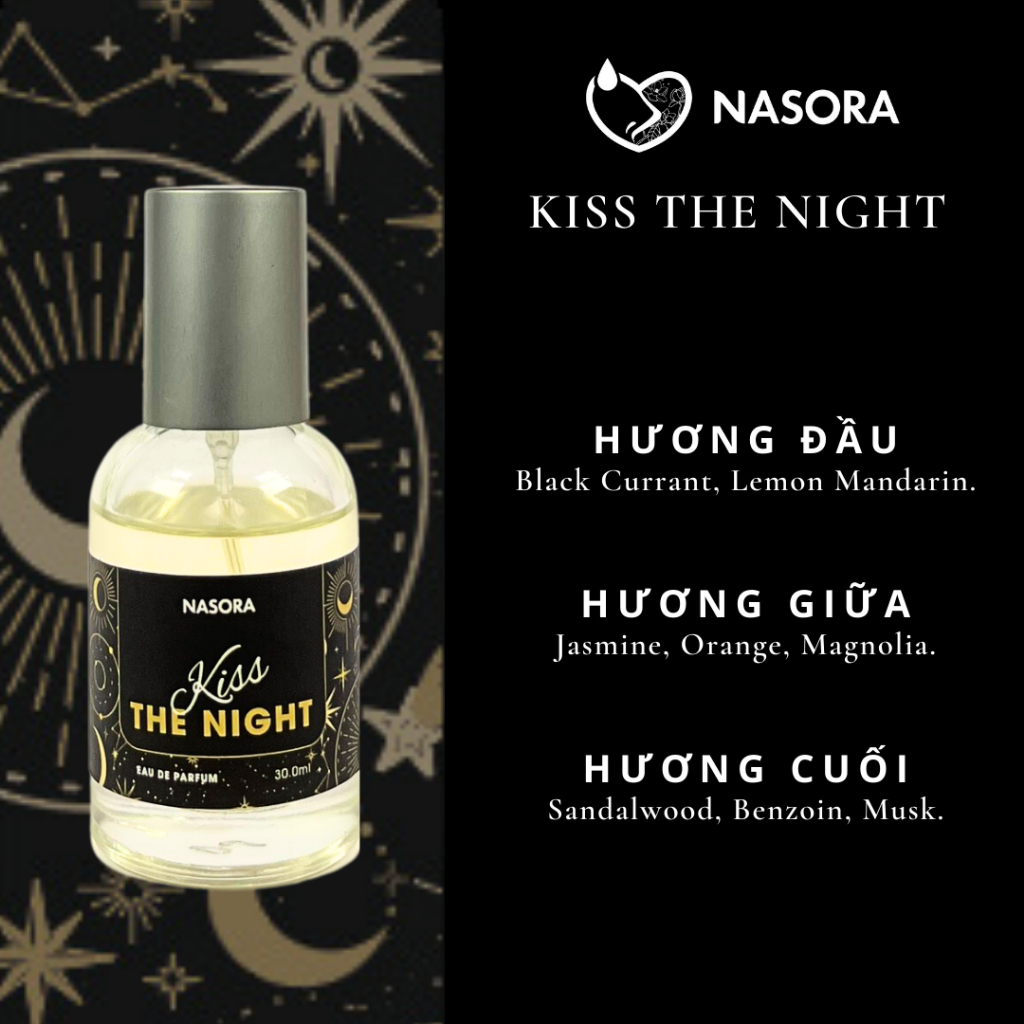 Nước Hoa Nữ Nasora Kiss The Night Hương Thơm Ngọt Ngào, Bí Ẩn, Cá Tính, Khác Biệt, Full Size Dạng Xịt 30ML