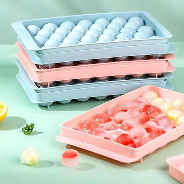 Khay làm đá, khuôn làm thạch hình bi nhựa tròn 33 viên, khay đá viên