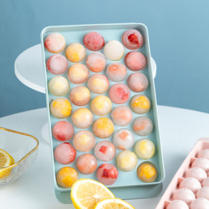 Khay làm đá, khuôn làm thạch hình bi nhựa tròn 33 viên, khay đá viên