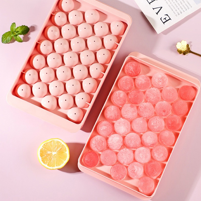 Khay làm đá, khuôn làm thạch hình bi nhựa tròn 33 viên, khay đá viên