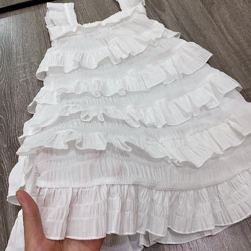 Đầm Melisa trắng nhiều tầng bé gái siêu đẹp